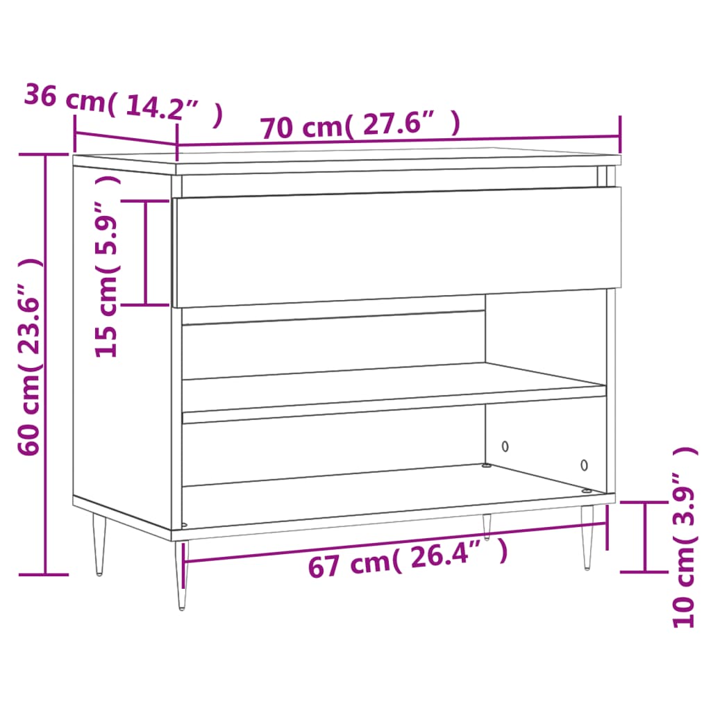 Armoire à chaussures Blanc 70x36x60 cm Bois d'ingénierie - XIOS
