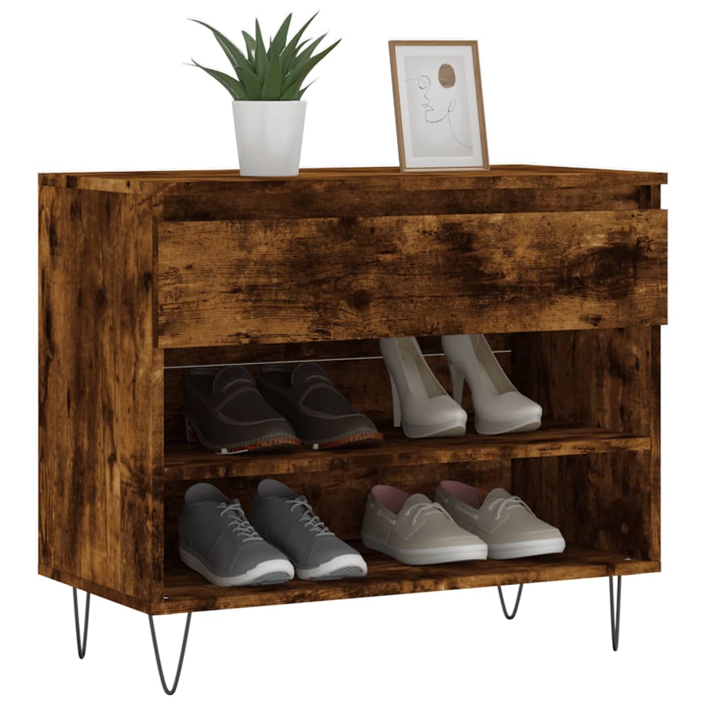 Armoire à chaussures Chêne fumé 70x36x60 cm Bois d'ingénierie - XIOS