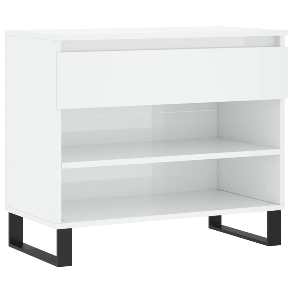 Armoire à chaussure Blanc brillant 70x36x60 cm Bois ingénierie - XIOS