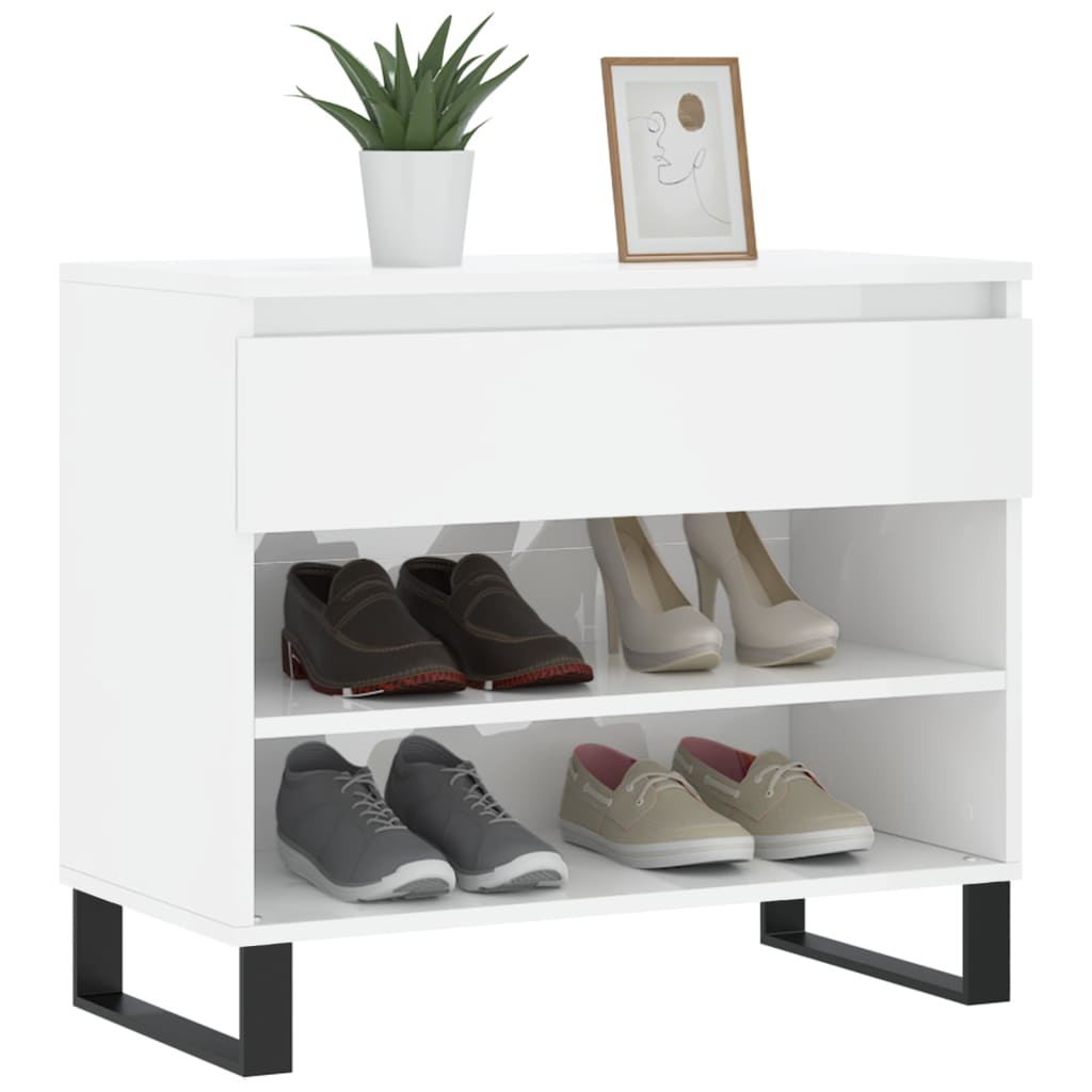 Armoire à chaussure Blanc brillant 70x36x60 cm Bois ingénierie - XIOS
