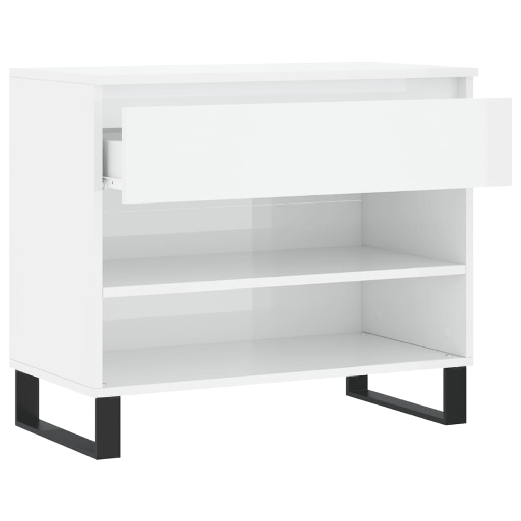 Armoire à chaussure Blanc brillant 70x36x60 cm Bois ingénierie - XIOS