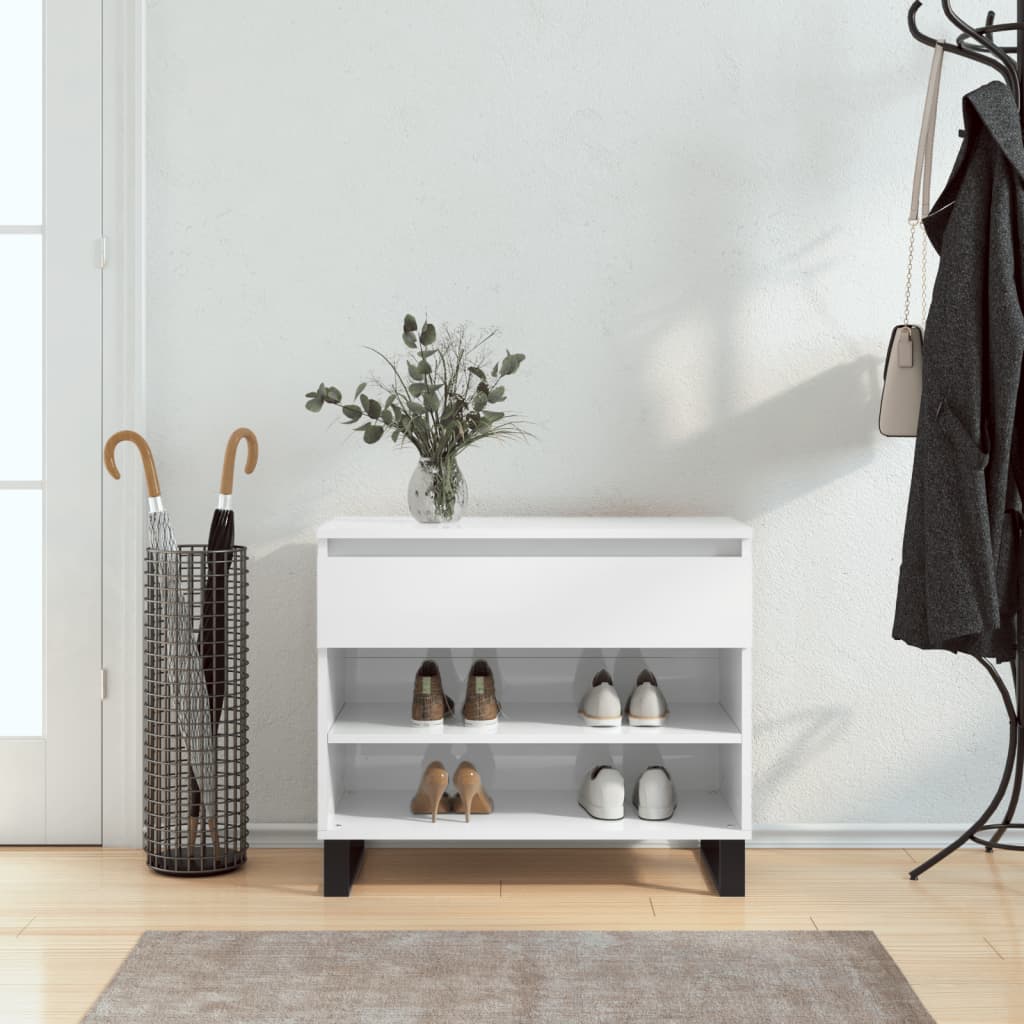 Armoire à chaussure Blanc brillant 70x36x60 cm Bois ingénierie - XIOS