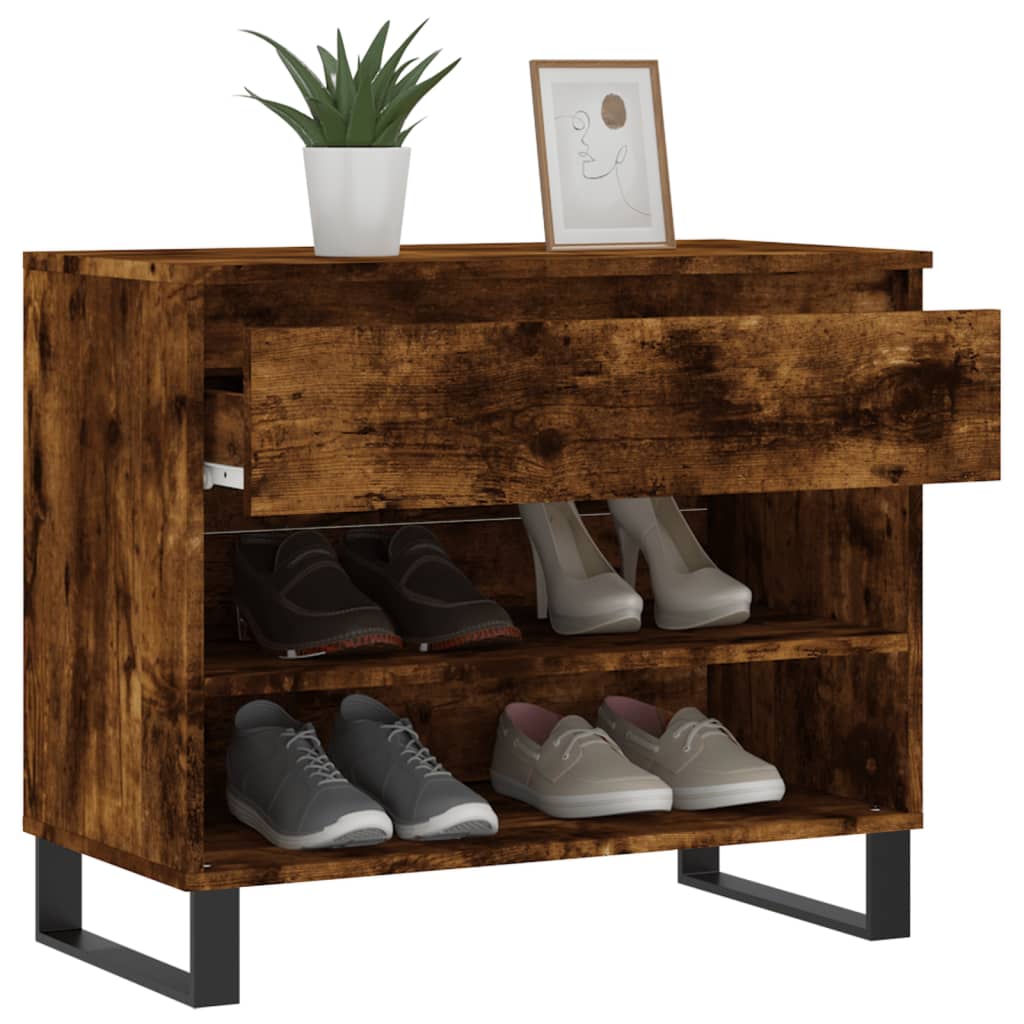 Armoire à chaussures Chêne fumé 70x36x60 cm Bois d'ingénierie - XIOS