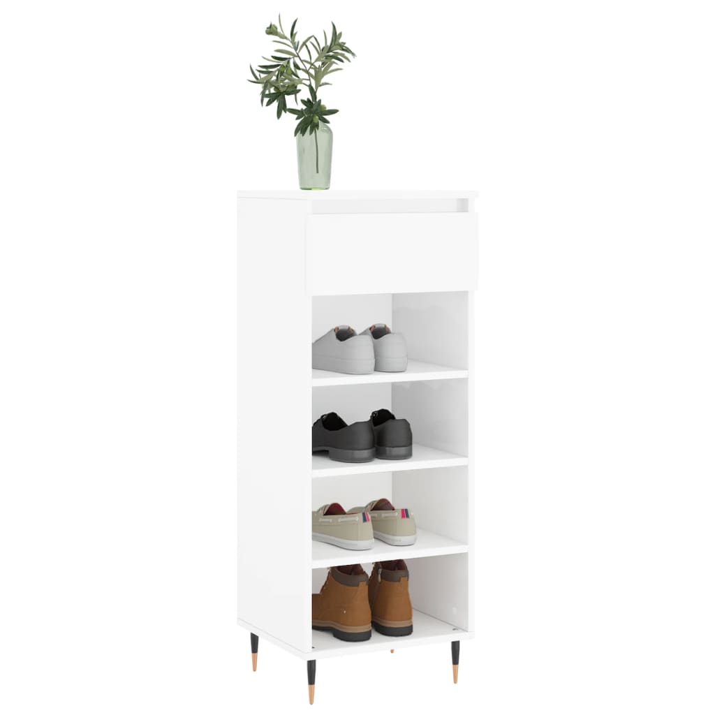 Armoire à chaussures Blanc brillant 40x36x105cm Bois ingénierie - XIOS