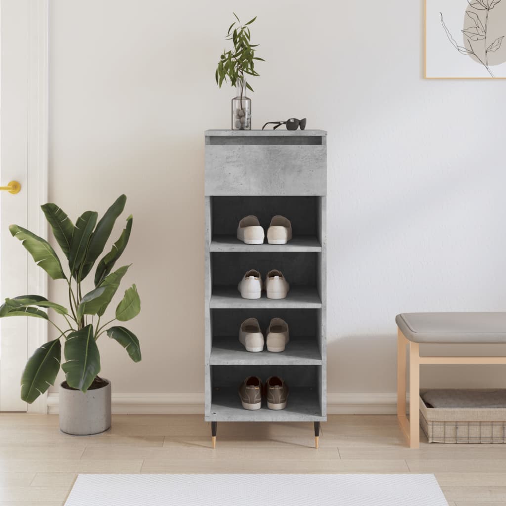 Armoire à chaussures Gris béton 40x36x105 cm Bois d'ingénierie - XIOS