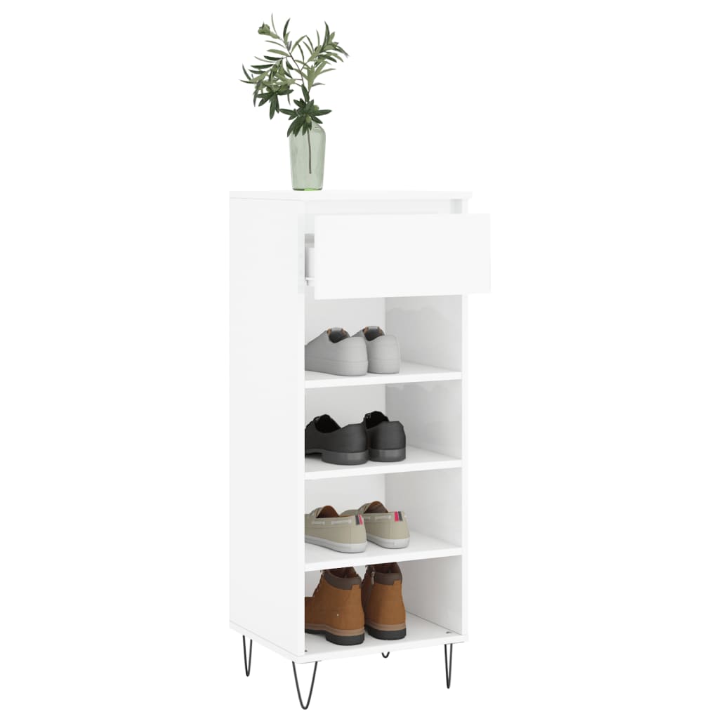 Armoire à chaussures Blanc brillant 40x36x105cm Bois ingénierie - XIOS