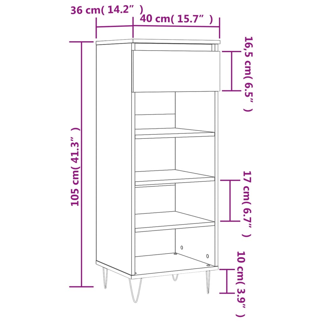 Armoire à chaussures Blanc brillant 40x36x105cm Bois ingénierie - XIOS