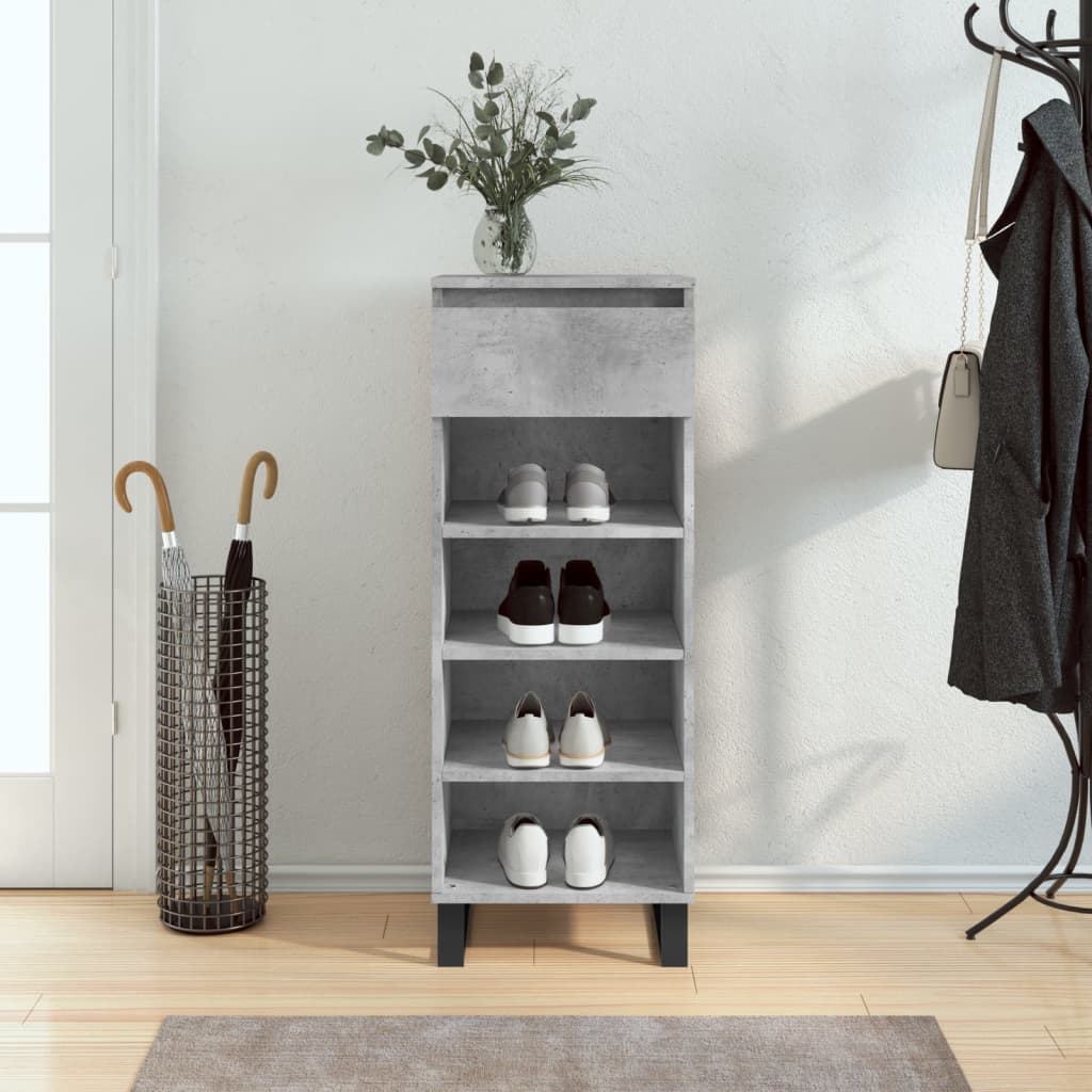 Armoire à chaussures Gris béton 40x36x105 cm Bois d'ingénierie - XIOS