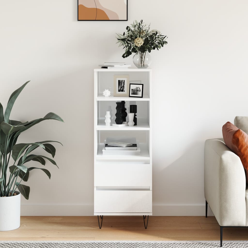 Buffet haut Blanc brillant 40x36x110 cm Bois d'ingénierie - XIOS