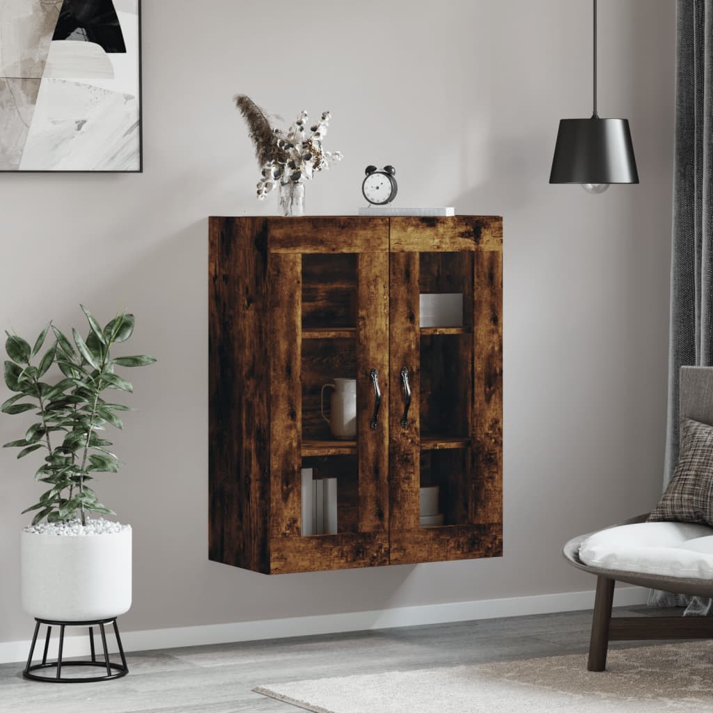 Armoire murale chêne fumé 69,5x34x90 cm bois d'ingénierie