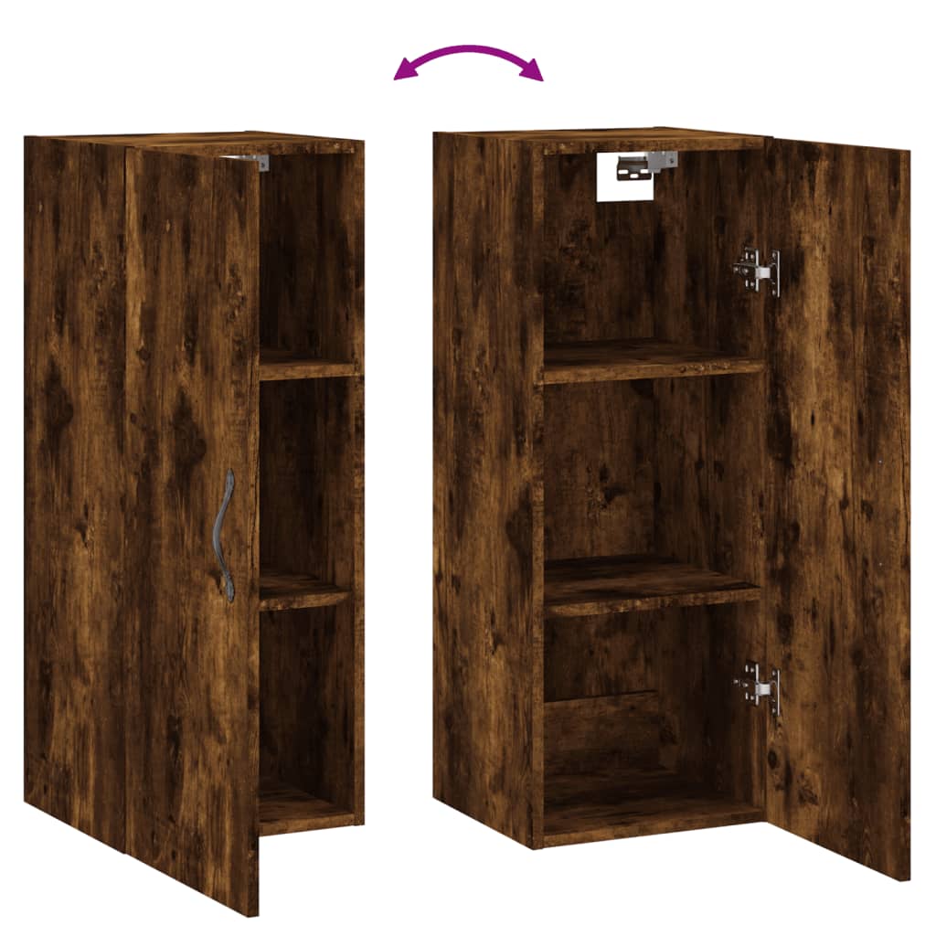 Armoire murale chêne fumé 34,5x34x90 cm bois d'ingénierie - XIOS