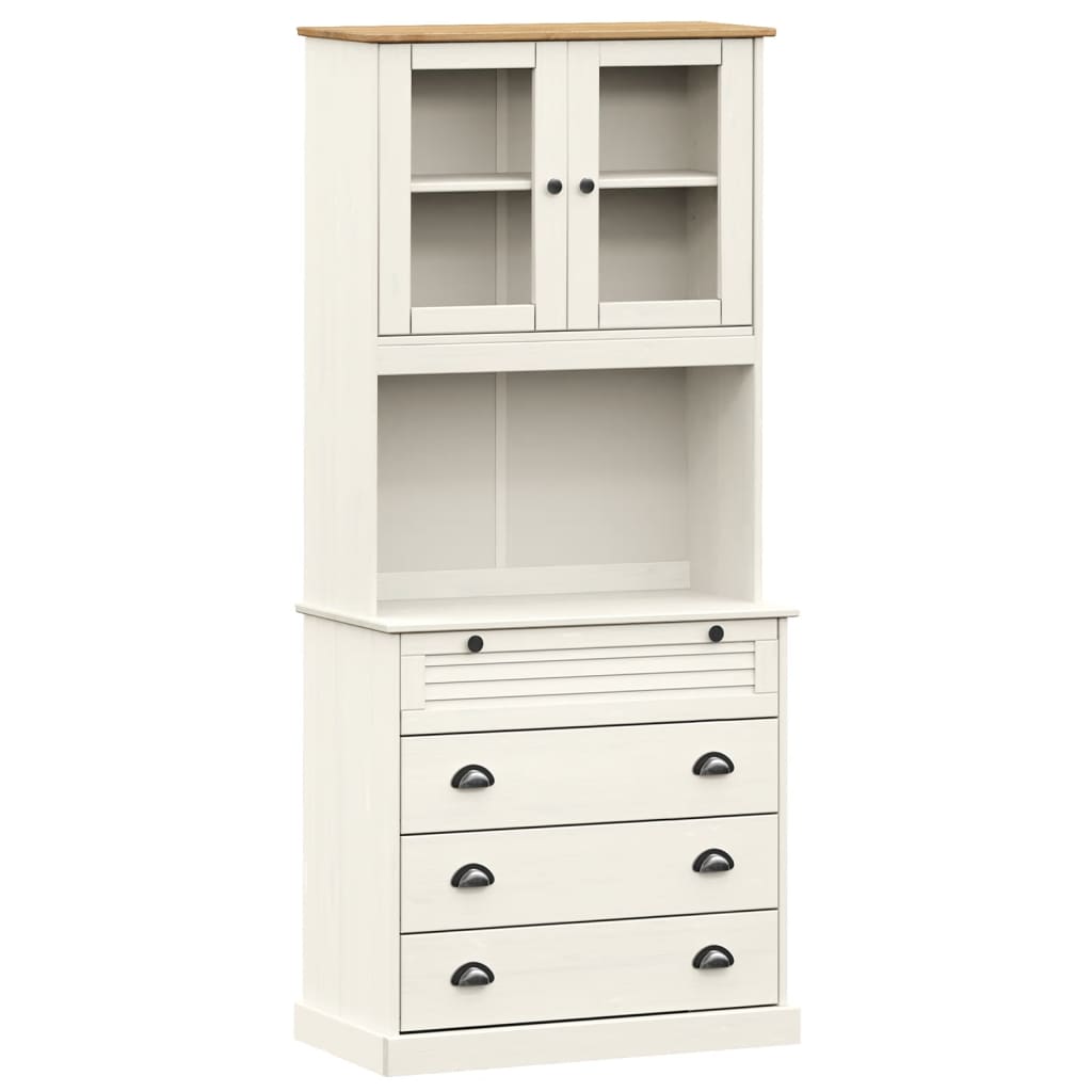 Buffet haut VIGO blanc 80x40x176 cm bois massif de pin - XIOS
