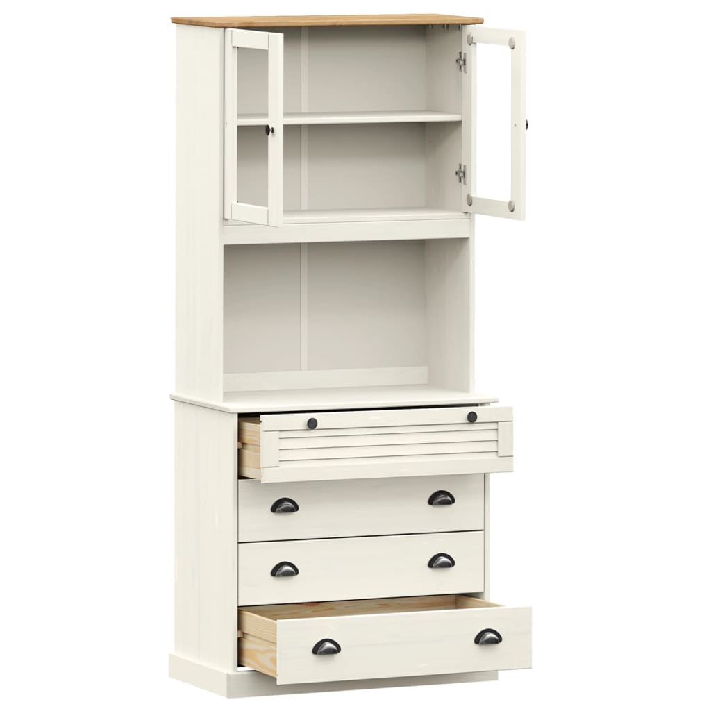 Buffet haut VIGO blanc 80x40x176 cm bois massif de pin - XIOS