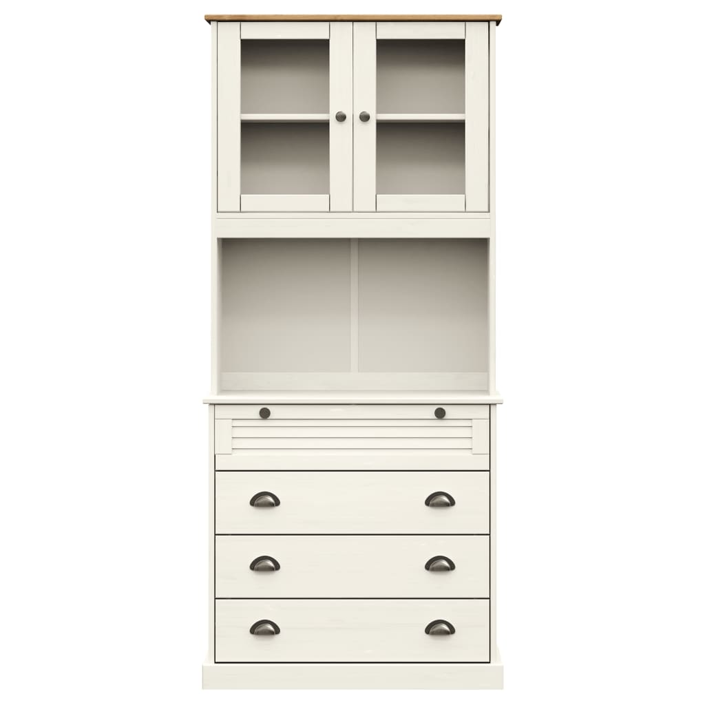 Buffet haut VIGO blanc 80x40x176 cm bois massif de pin - XIOS