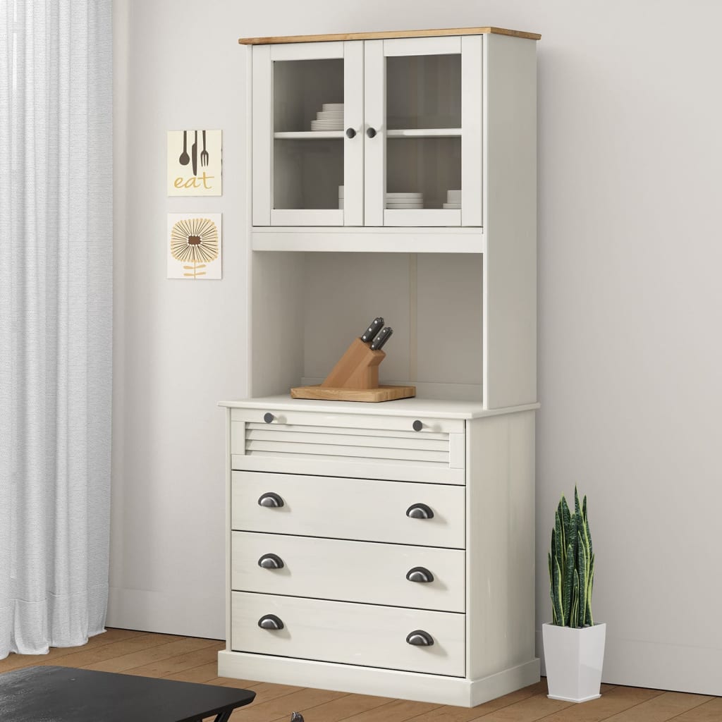 Buffet haut VIGO blanc 80x40x176 cm bois massif de pin - XIOS