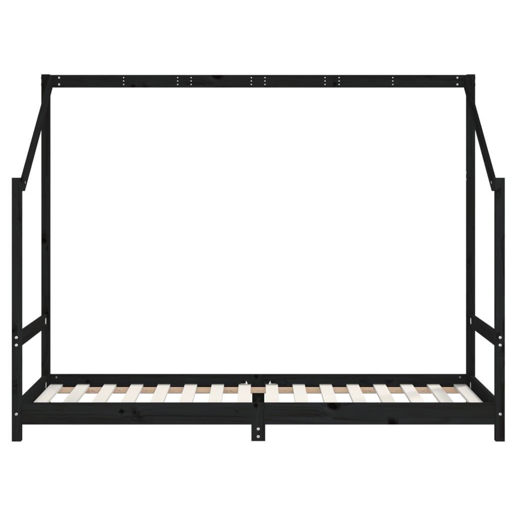 Cadre de lit pour enfants noir 90x200 cm bois de pin massif - XIOS