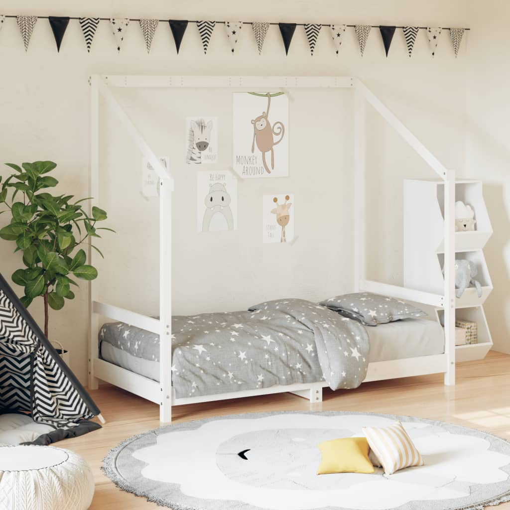 Cadre de lit pour enfant blanc 80x160 cm bois de pin massif - XIOS