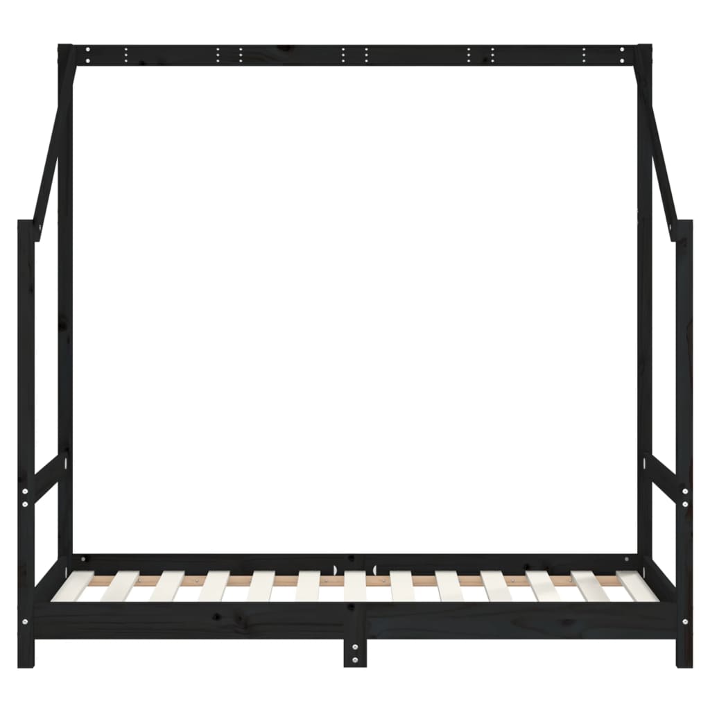Cadre de lit pour enfant noir 80x160 cm bois de pin massif - XIOS