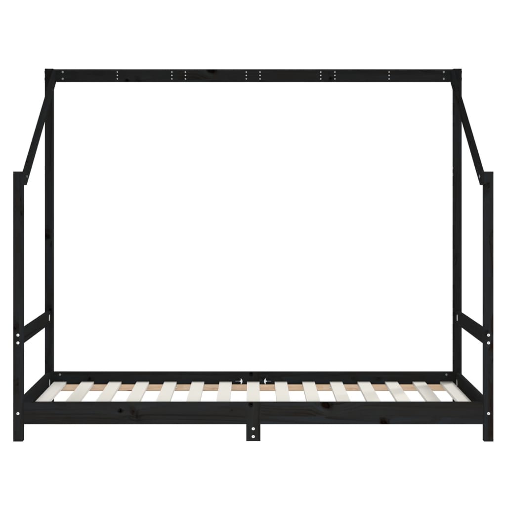 Cadre de lit pour enfants noir 90x190 cm bois de pin massif