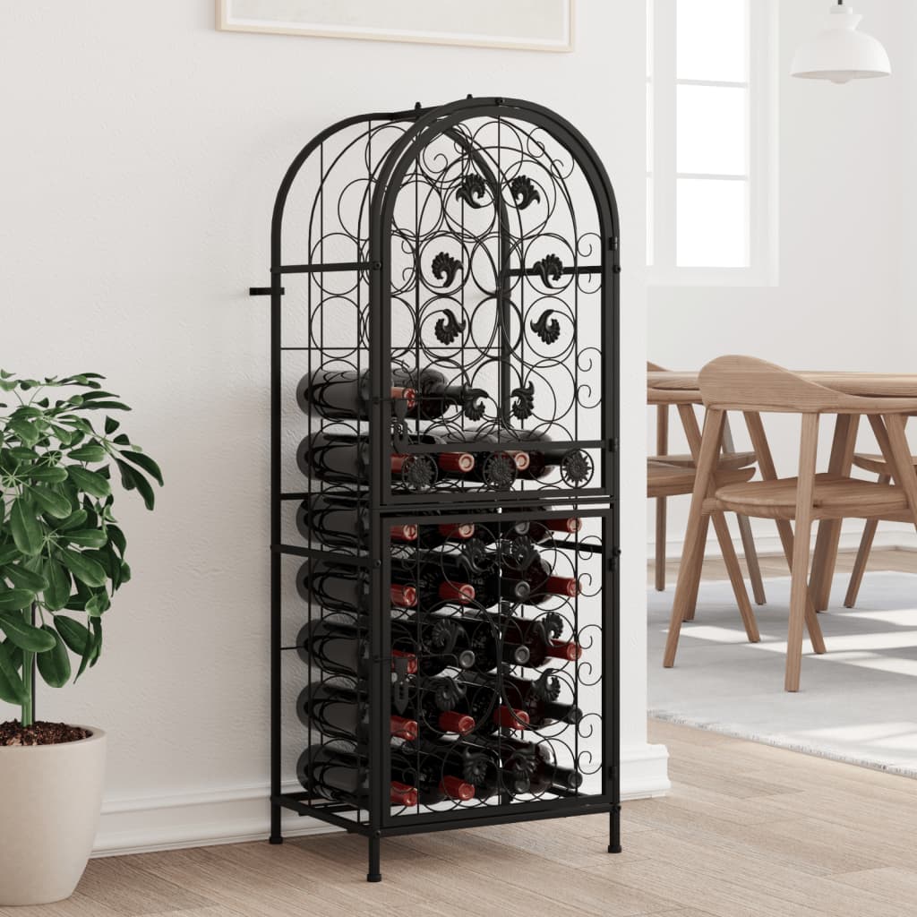 Casier à bouteilles 41 bouteilles noir 45x36x120 cm fer forgé - XIOS