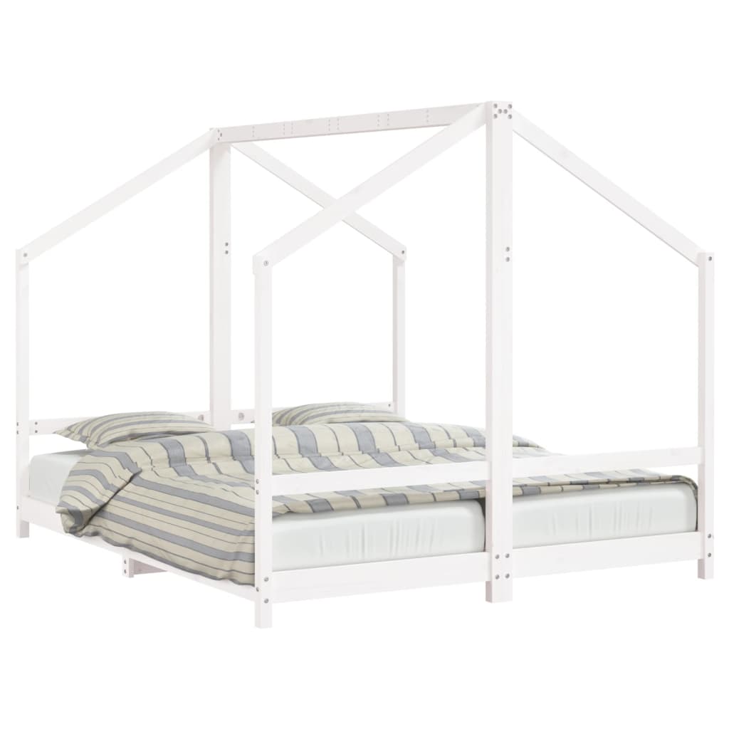 Cadre de lit d'enfant blanc 2x(80x200) cm bois de pin massif Lits bébés et enfants vidaXL   