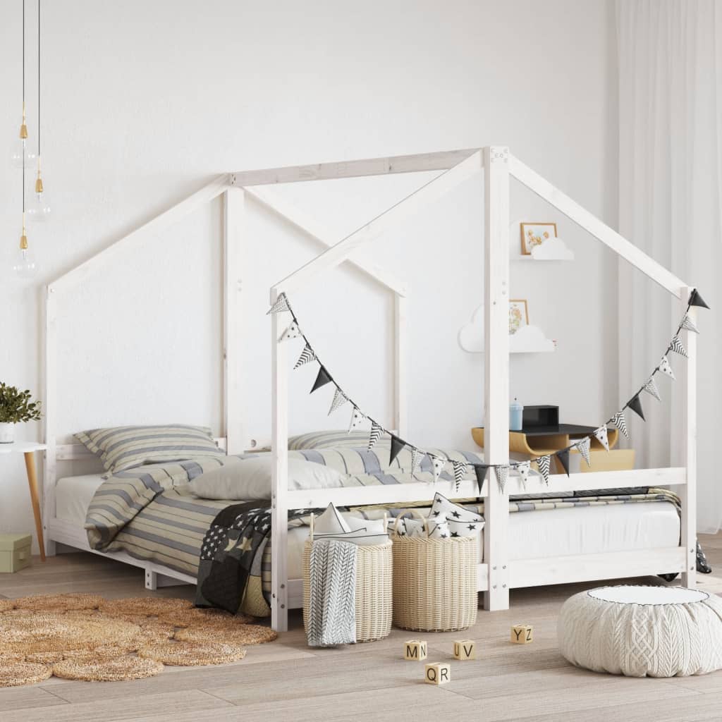 Cadre de lit d'enfant blanc 2x(80x200) cm bois de pin massif Lits bébés et enfants vidaXL   