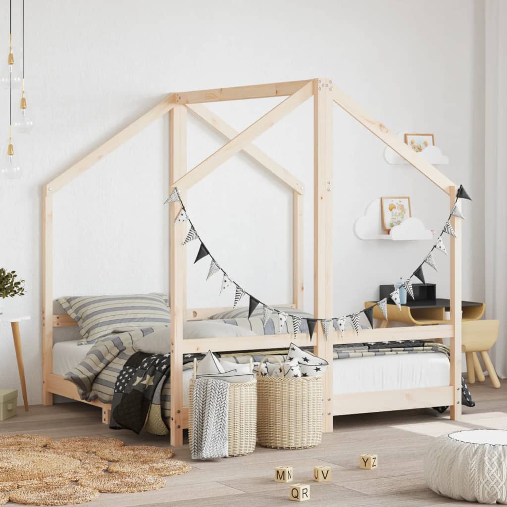 Cadre de lit pour enfant 2x(70x140) cm bois de pin massif Lits bébés et enfants vidaXL   