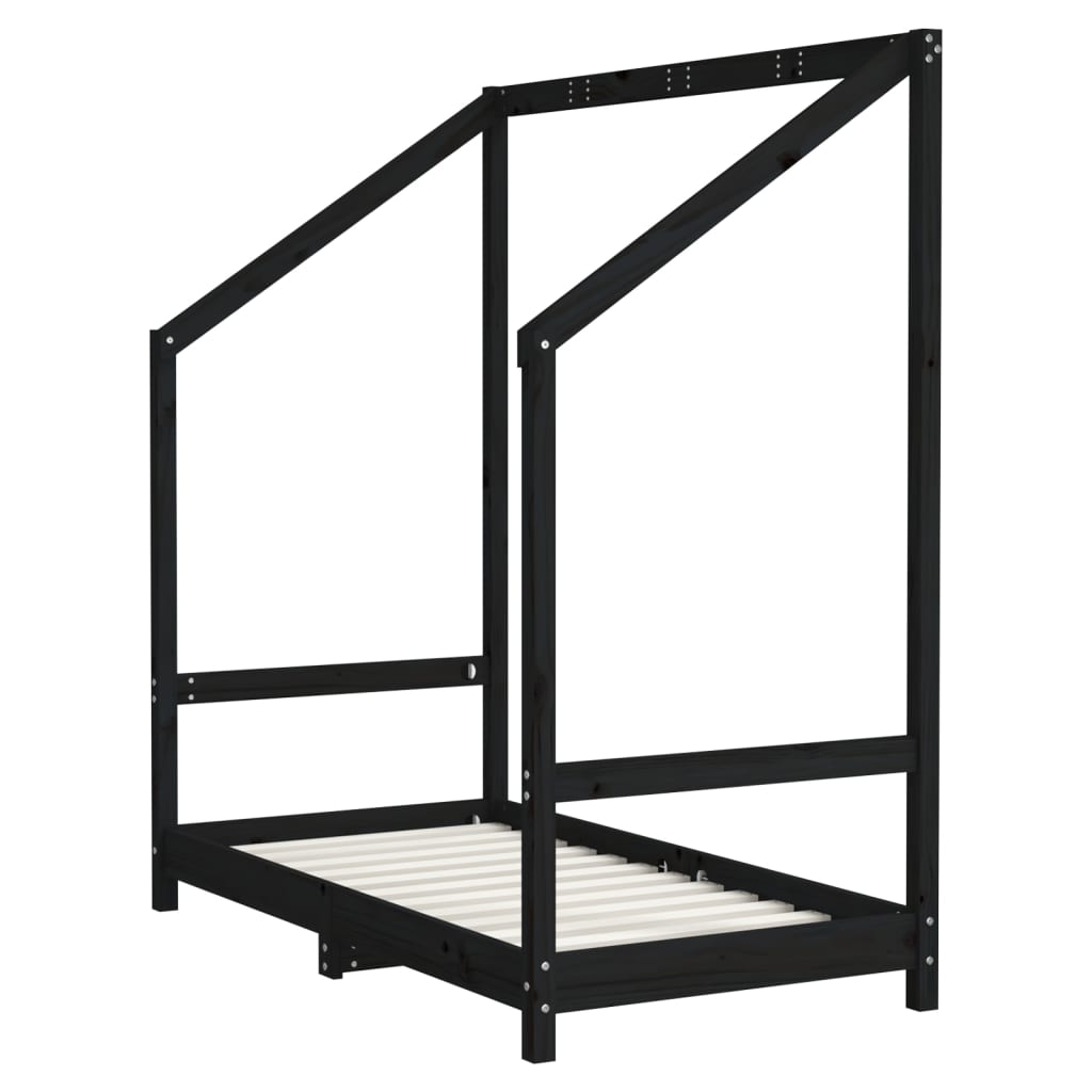 Cadre de lit pour enfant noir 2x(70x140) cm bois de pin massif Lits bébés et enfants vidaXL   