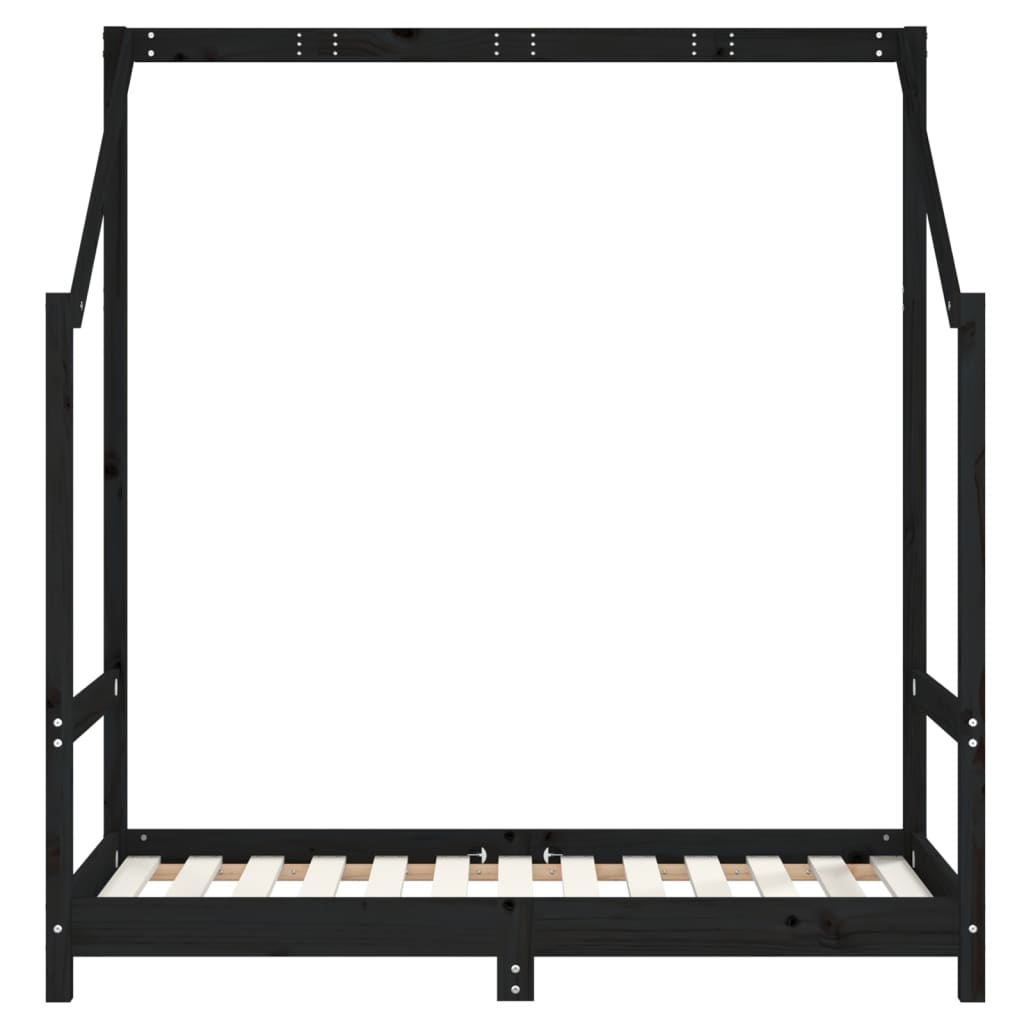 Cadre de lit pour enfant noir 2x(70x140) cm bois de pin massif Lits bébés et enfants vidaXL   