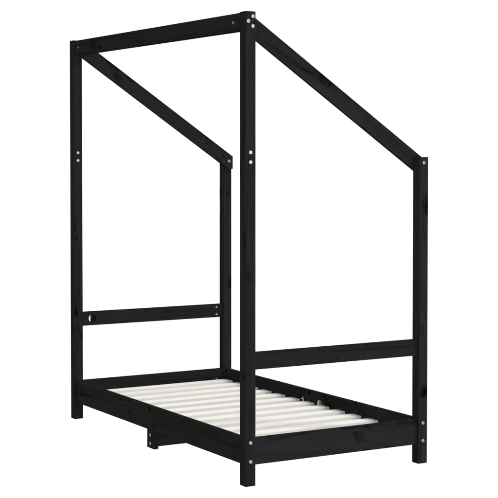 Cadre de lit pour enfant noir 2x(70x140) cm bois de pin massif Lits bébés et enfants vidaXL   