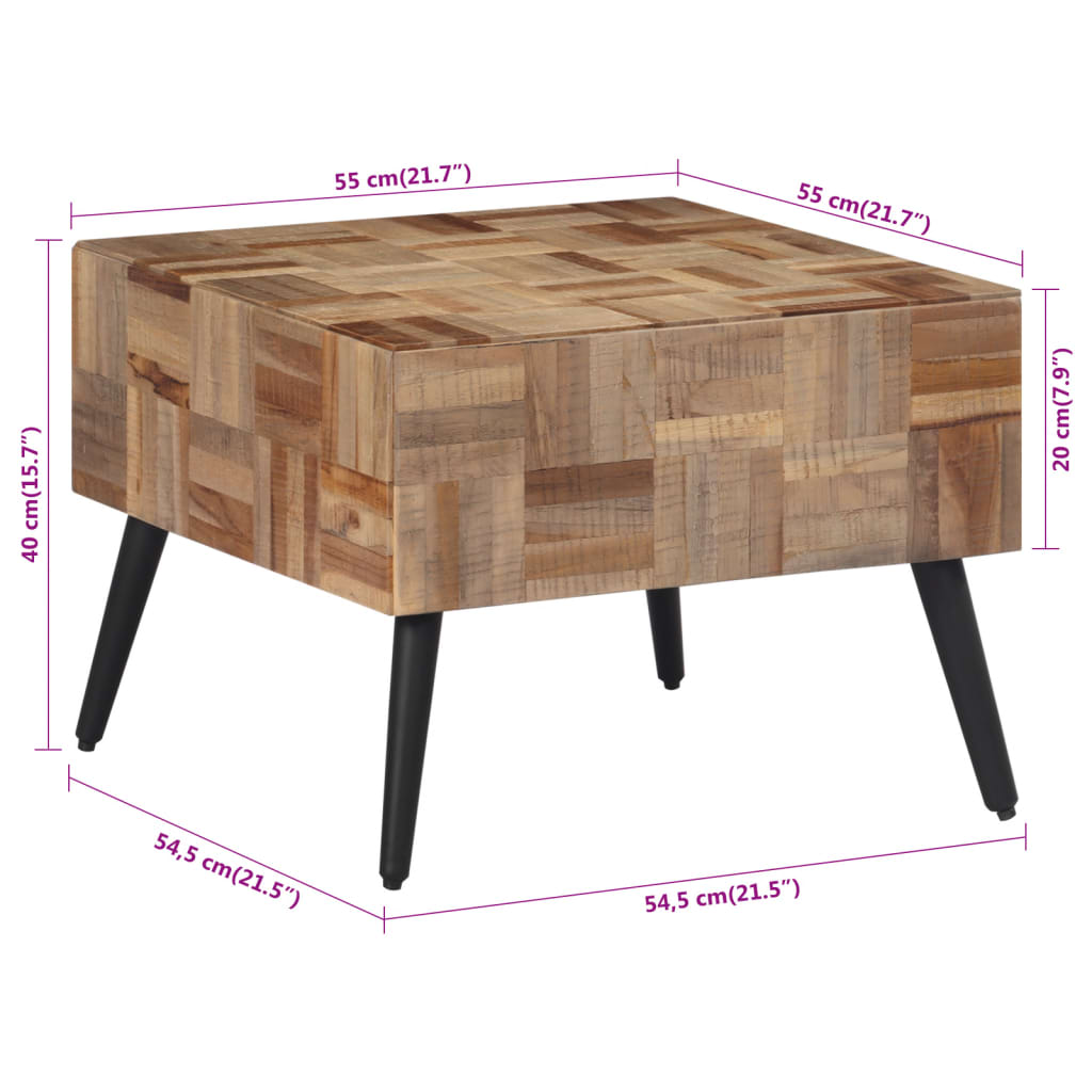 Table basse gris 55x55x40 cm teck de récupération massif - XIOS