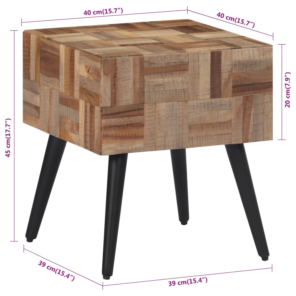 Table d'appoint 40x40x45 cm teck de récupération massif - XIOS