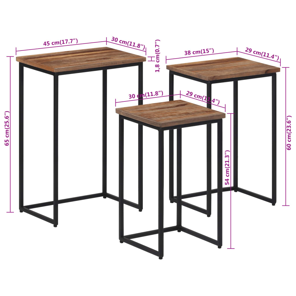 Tables basses gigognes 3 pcs bois massif de teck - XIOS