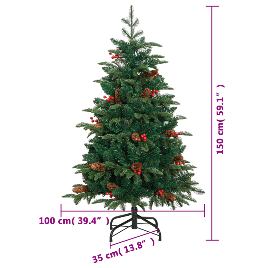 Sapin de Noël artificiel avec pommes de pin et baies 150 cm - XIOS