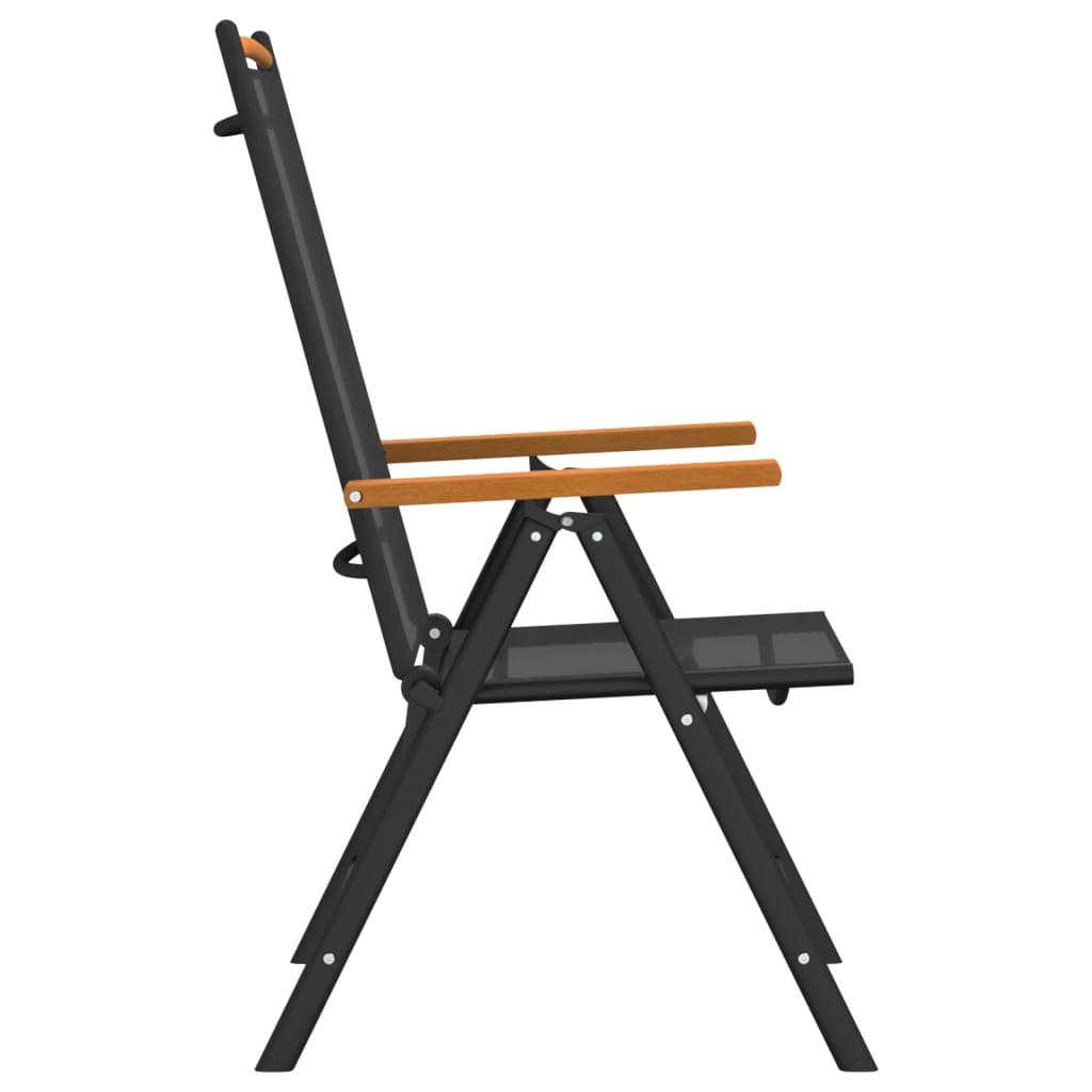 Ensemble à manger de jardin 7 pcs noir et marron aluminium