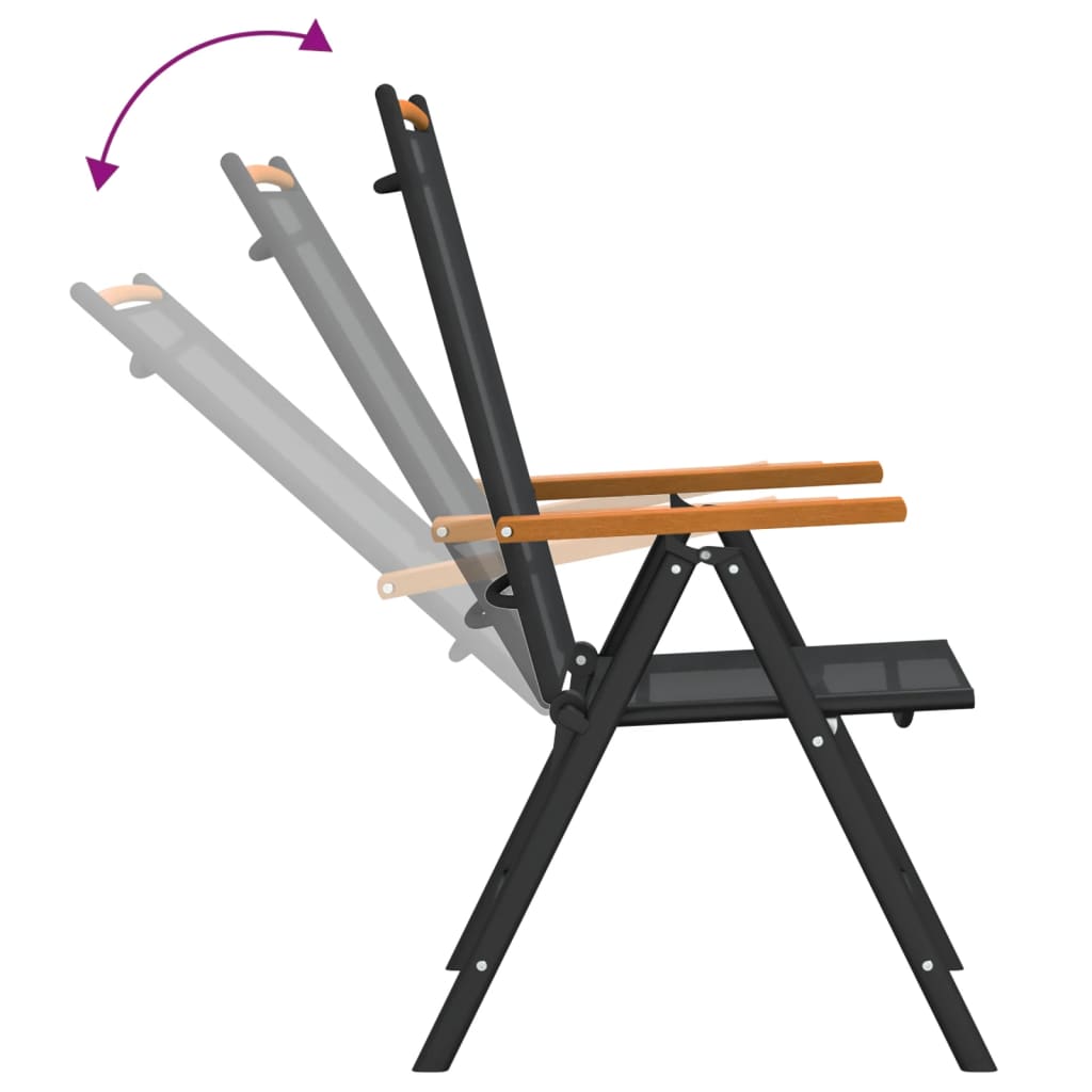 Ensemble à manger de jardin 7 pcs noir et marron aluminium