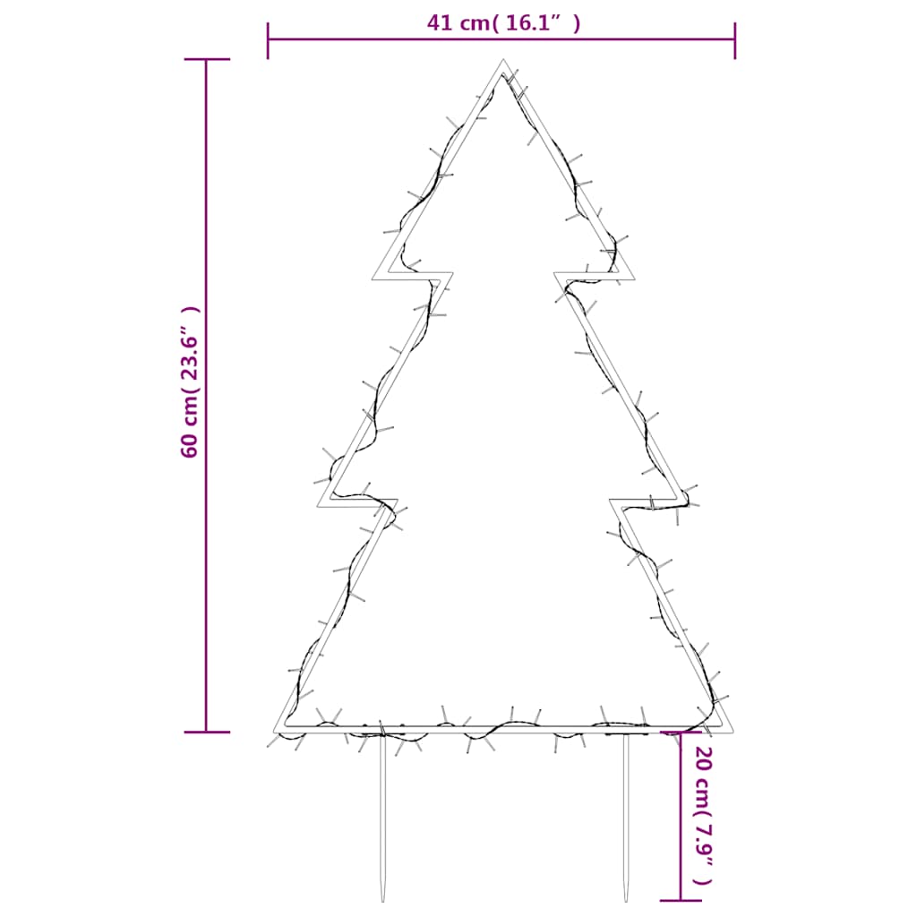 Décoration lumineuse arbre de Noël avec piquets 80 LED 60 cm - XIOS
