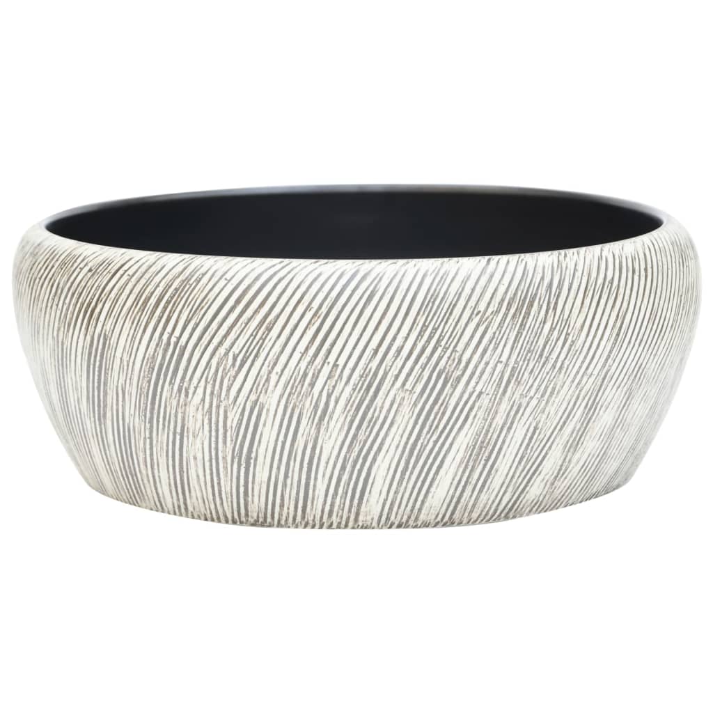 Vasque à poser noir et gris rond Φ41x14 cm céramique Lavabos vidaXL