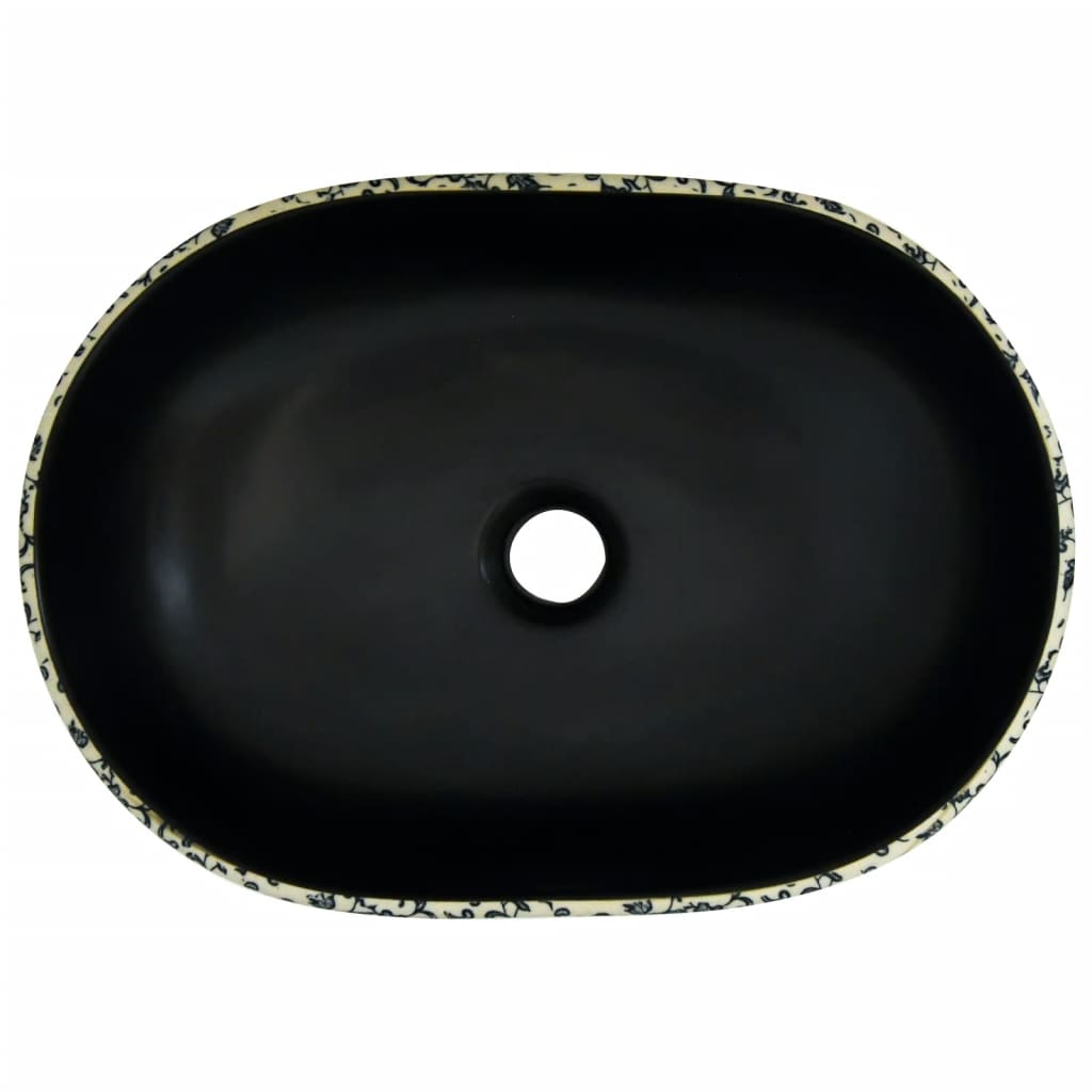 Vasque à poser noir et bleu ovale 47x33x13 cm céramique Lavabos vidaXL