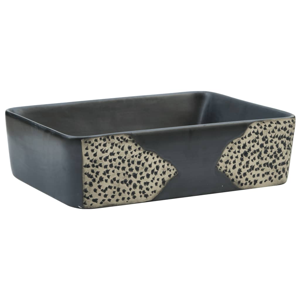 Vasque à poser noir rectangulaire 46x35,5x13 cm céramique Lavabos vidaXL