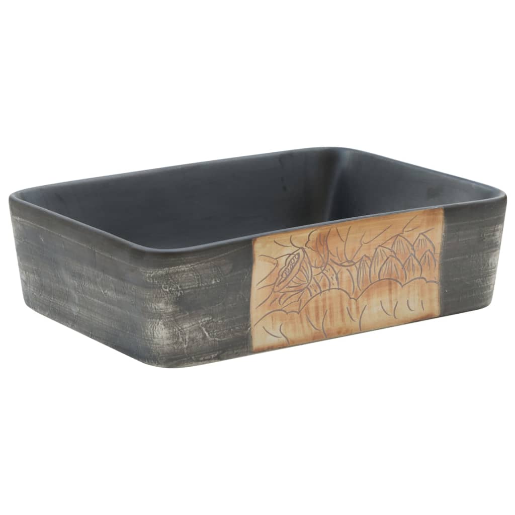 Vasque à poser noir et marron rectangulaire céramique Lavabos vidaXL