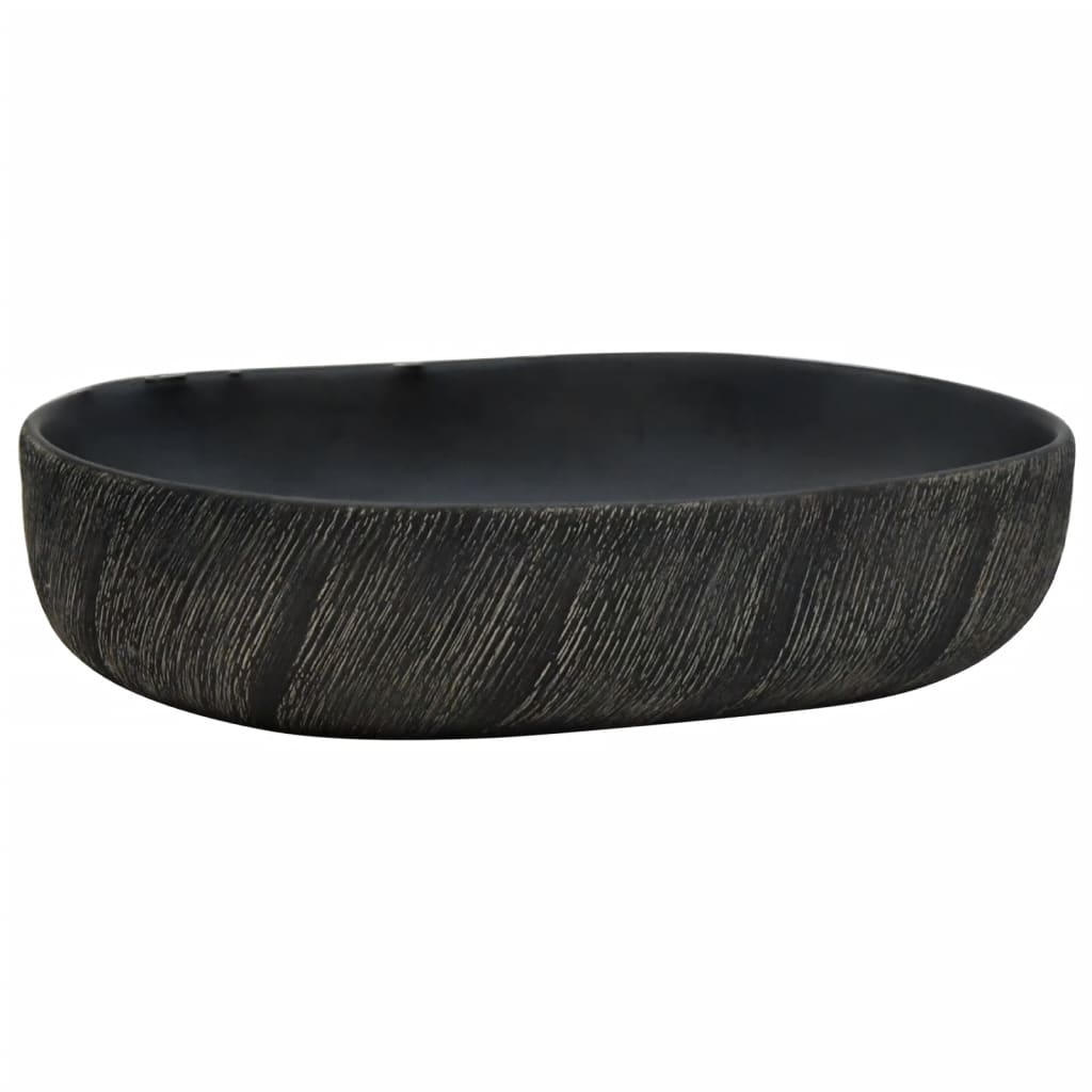 Vasque à poser noir ovale 59x40x14 cm céramique Lavabos vidaXL