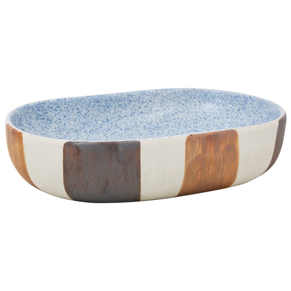 Vasque à poser multicolore ovale 59x40x14 cm céramique Lavabos vidaXL