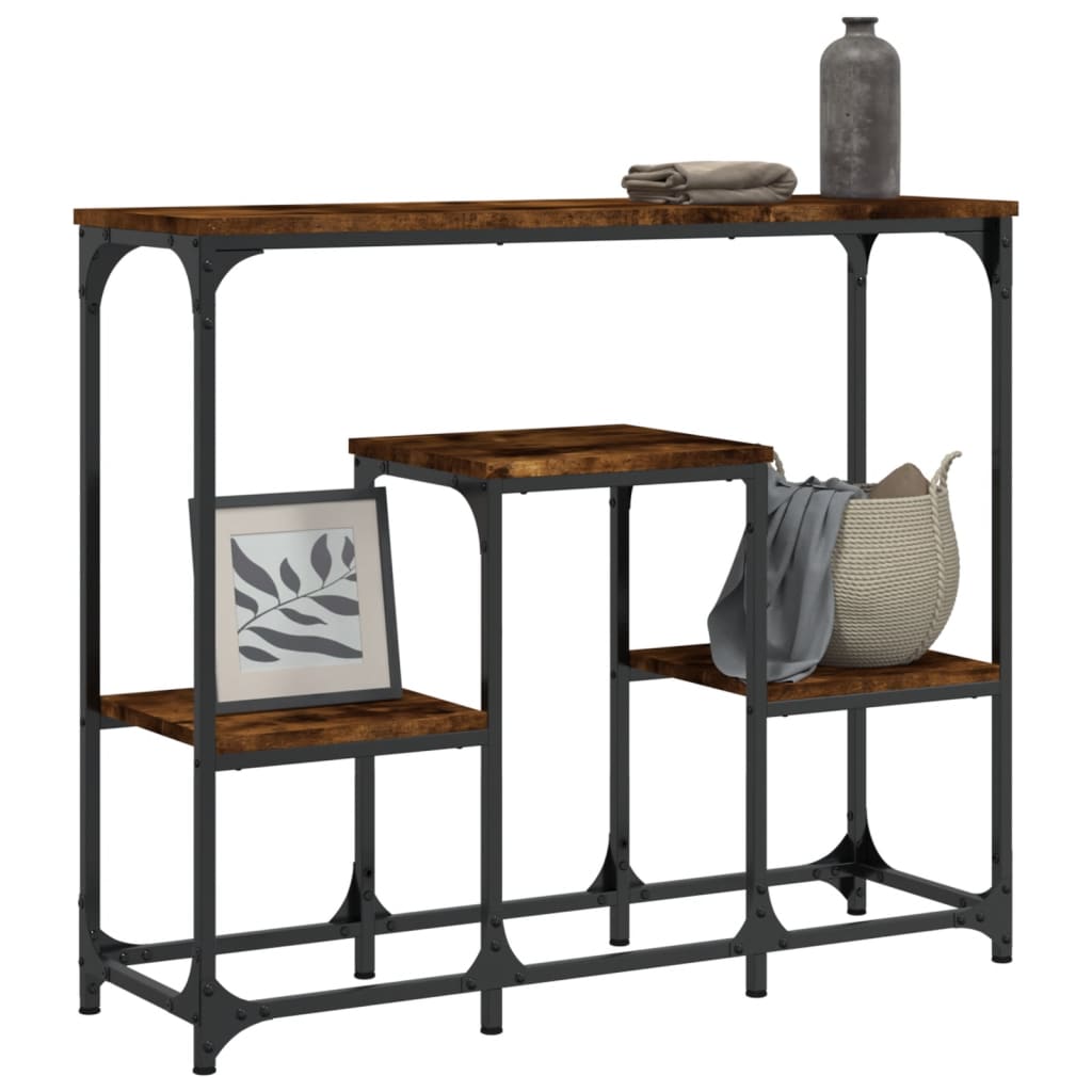 Table console chêne fumé 89,5x28x76 cm bois d'ingénierie - XIOS