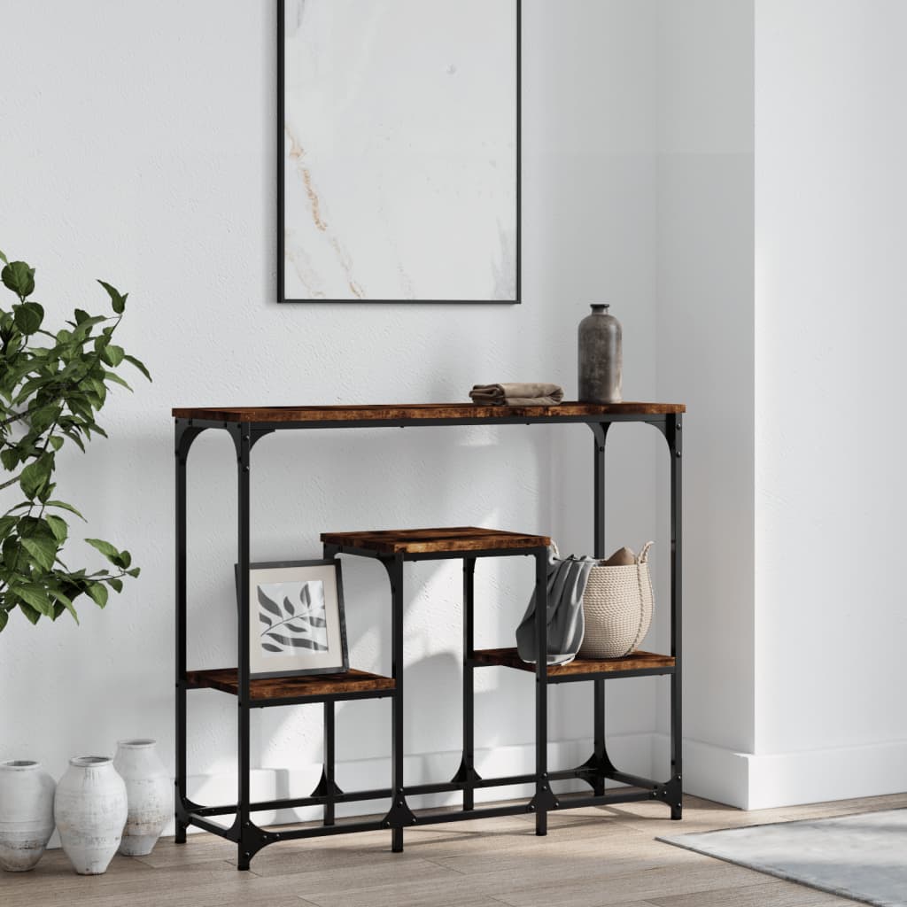 Table console chêne fumé 89,5x28x76 cm bois d'ingénierie - XIOS