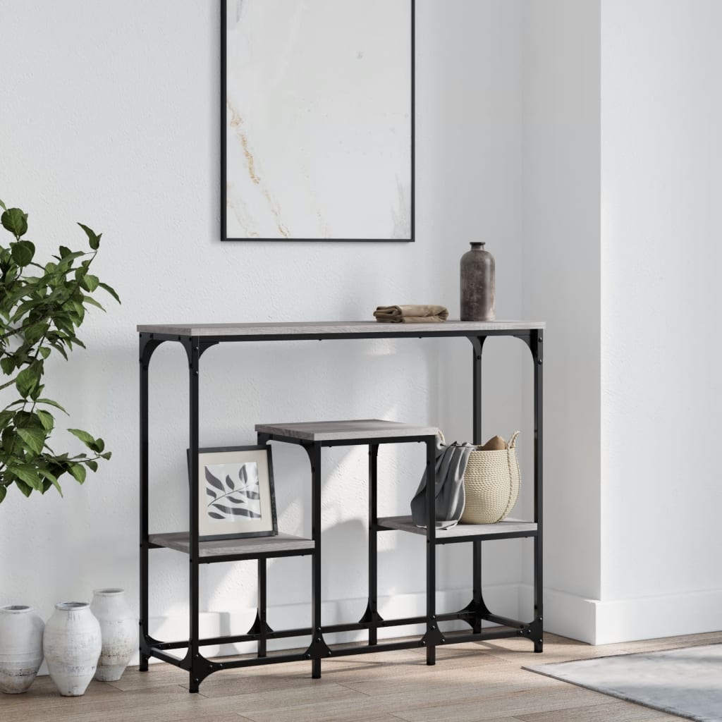 Table console sonoma gris 89,5x28x76 cm bois d'ingénierie - XIOS