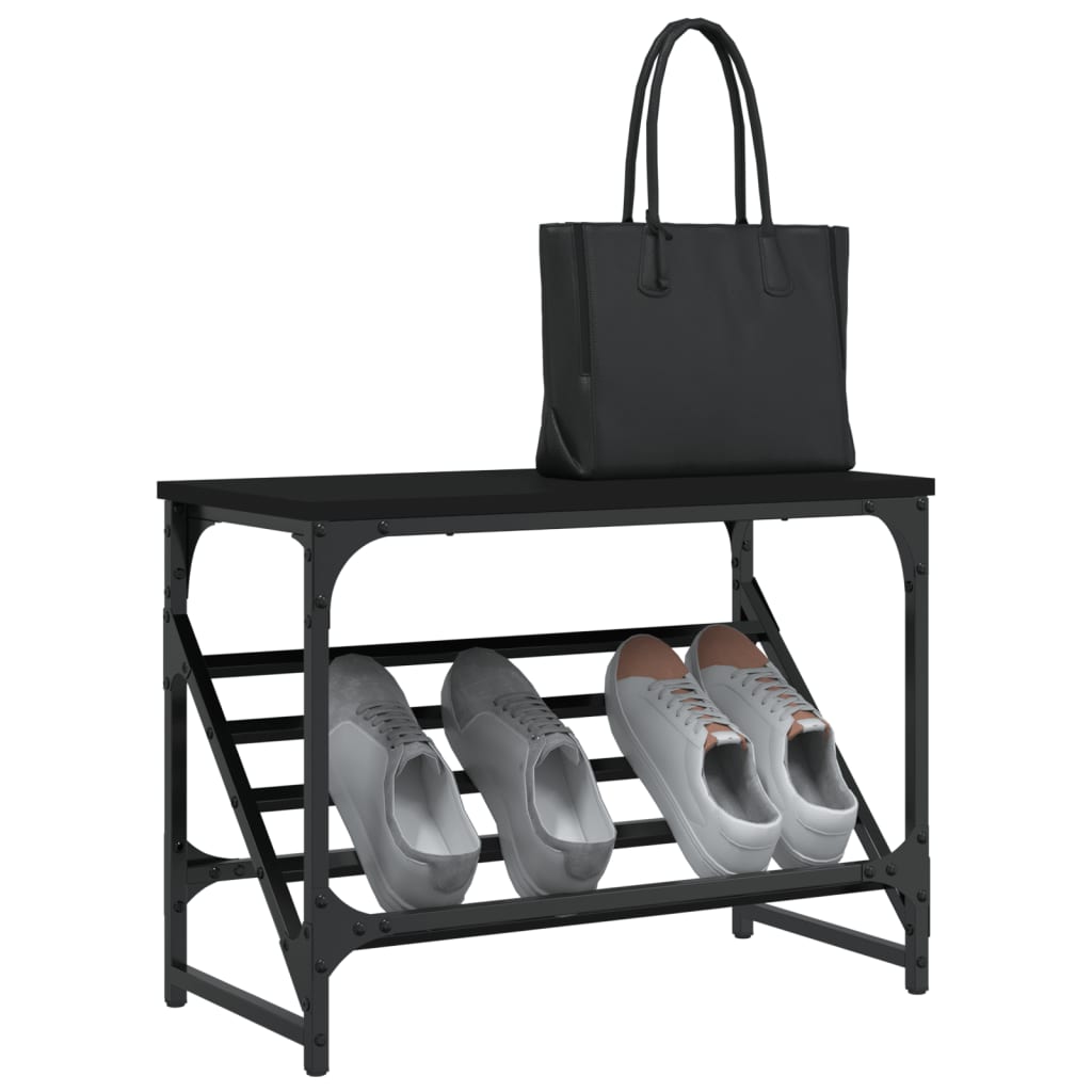 Étagère à chaussures noir 60x30x45 cm bois d'ingénierie - XIOS