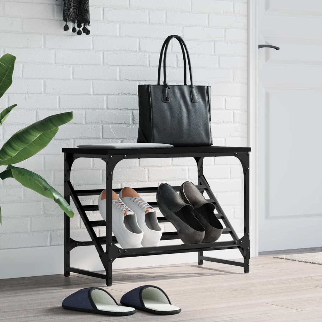 Étagère à chaussures noir 60x30x45 cm bois d'ingénierie - XIOS