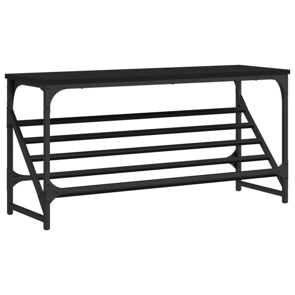 Étagère à chaussures noir 90x30x45 cm bois d'ingénierie - XIOS