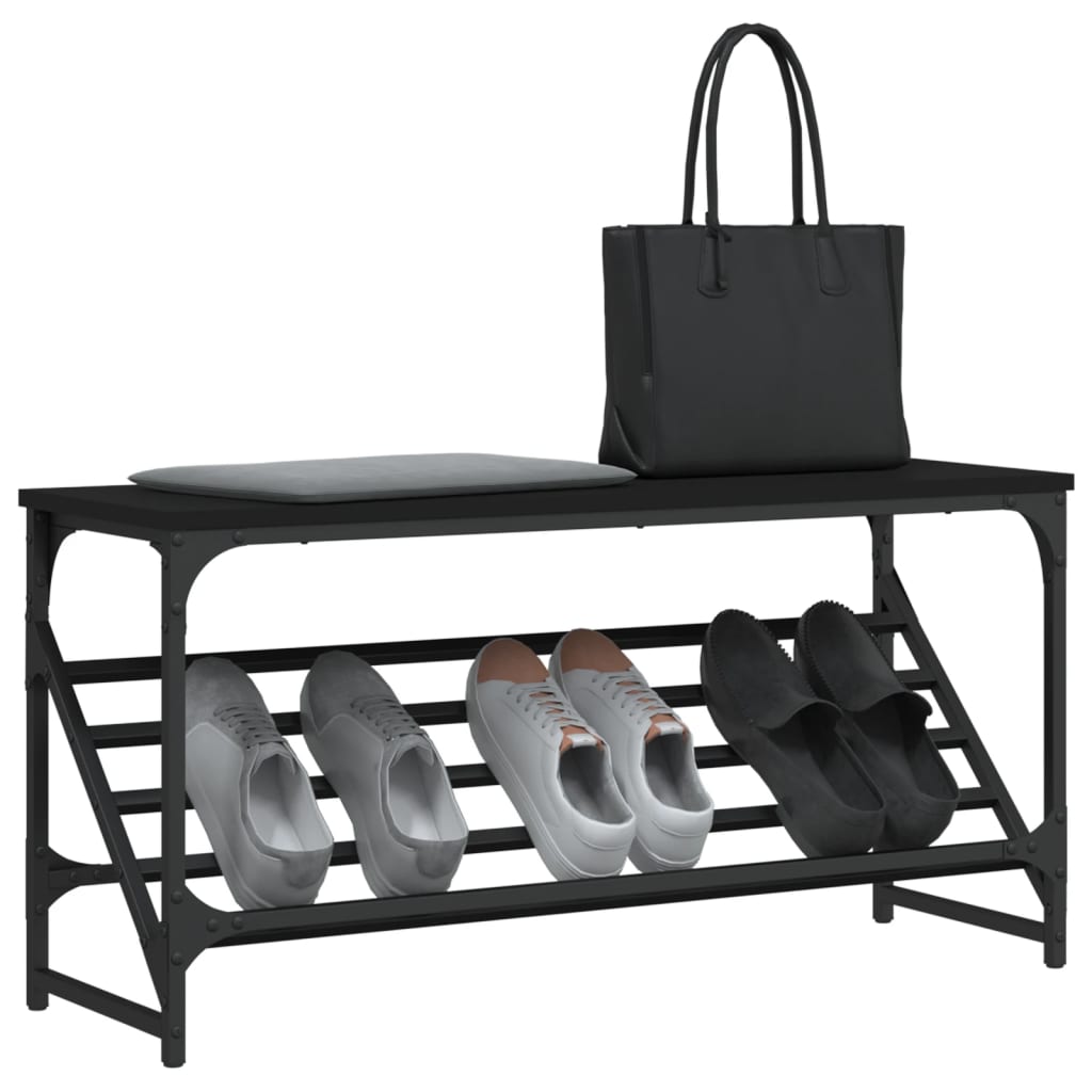 Étagère à chaussures noir 90x30x45 cm bois d'ingénierie - XIOS